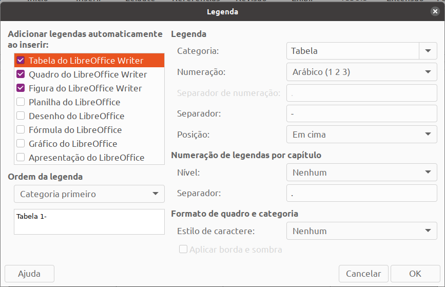 Inserir legenda automática