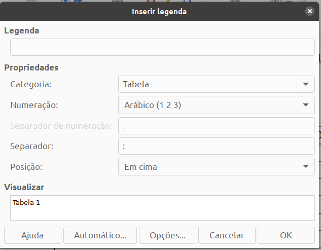 Inserir legenda